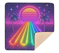 Vaporwave Neon Pride Flag Large Sturdy Baby Play Mat for Floor Washable Infant Play Activity Mat for Babies Infants Toddlers, 50'' x 50''