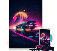 Vaporwave Ride Jigsaw Puzzle 1000 Piece Creative Skill Toy Clean Cut Sturdy Components Travel-friendly Brain Game Gift (38x26cm)