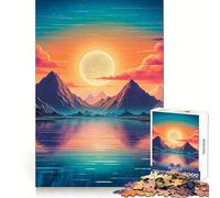 Vaporwave Sunset 1000 Piece Jigsaw Puzzle Thought Challenge Cozy Relaxation Cut Precisely (50x75cm)