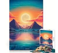 Vaporwave Sunset Adults 1000 Piece Jigsaw Puzzle Analytical Skill Soft Distraction Tight Join Cozy Xmas Gift (38x52cm)