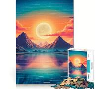 Vaporwave Sunset Jigsaw 1000 Pieces for Teenagers Mental Boost Game Firm Fit Secure Assembly Family Fun Night Activity (38x52cm)