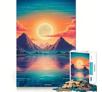 Vaporwave Sunset Jigsaw Puzzle 1000 Mental Recall Game High Accuracy Cutting Craft Interactive Brain Challenge for Home (38x26cm)