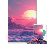 Vaporwave Sunset Jigsaw Puzzle 1000 Pieces Cognitive Fun Play High Precision Die Cut Unique Gift for Stress Relief (38x26cm)