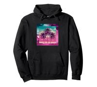 Vaporwave Tropical Sunset Palm a Trees Teal Turquoise Purple Pullover Hoodie