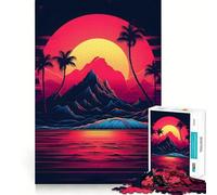 Vaporwave Vibes Jigsaw 1000 Pieces Focus Building Toy Zero Gap Rewarding Activity for Rainy Days (38x52cm)