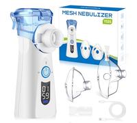VapoZen Mesh Nebuliser Machine for Adults,Ultrasonic Portable Nebuliser for Adults & Kids,Rechargeable Atomiser with 2 Masks and Mouthpiece,Silent Handheld Smart Digital Display Nebulizer for Home