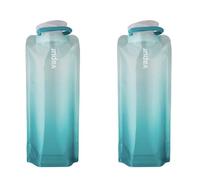 Vapur Collapsible Water Bottle With Carabiner, Compact Bottle Folds Flat For Hydration On The Go, Ideal for Traveling, Hiking or Camping, 23 Ounce, Malibu Teal, Pack of 2