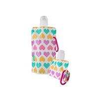 Vapur Kids Flexible, Collapsible Anti-Bottle with Clip, Convenient, Portable Hydration for Travel and Outdoor Adventures, 14 Ounce, Hearts, Pack of 1
