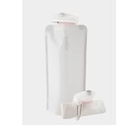 Vapur Collapsible Water Bottle With Carabiner, Compact Bottle Folds Flat For Hydration On The Go, Ideal for Traveling, Hiking or Camping, 34 Ounce, Whiteout, Pack of 1