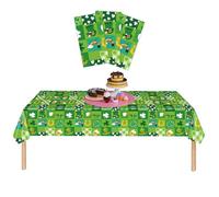 VARACL 3 Pack Disposable Plastic St Patricks Day Table Cloth, St Patrick’s Day Shamrock Table Covers, 108”X54” Rectangle Clover Green Table Cloths for Irish Festival Party Decorations Supplies