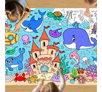 VARACL Under The Sea Party Giant Coloring Poster, Summer Ocean Animal Jumbo Coloring Tablecloth Table Cover for School Classroom Activity Home Birthday Party Decoration Supplies