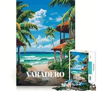 Varadero Cuba Beach Resort Illustration Adults Puzzles 1000 Piece Jigsaws Recall Skill Fun High Precision Die Cut Easy to Learn Family Enjoyment (38x52cm)