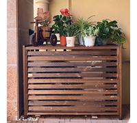 VARAKA Plant Flower Stand Air Conditioning Cover Wooden Air Conditioner Rack Condenser Air Conditioner Covers Privacy Fence For Outside Unit Outdoor Balcony Louvered Storage Rack