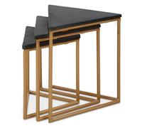 Varana Nest of Tables - Set of 3 - Black Marble with Gold - Triangular