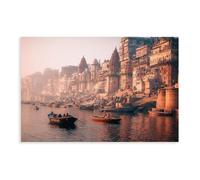 Varanasi Sunrise Ganges River, India Ghats Fine Canvas Poster Wall Art Decor Print Picture Paintings for Living Room Bedroom Decoration 12x18inch(30x45cm)