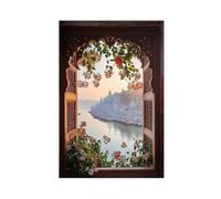 Varanasi, Uttar Pradesh Art Print, Ganges River And Jasmine Canvas Poster Wall Art Decor Print Picture Paintings for Living Room Bedroom Decoration 12x18inch(30x45cm)