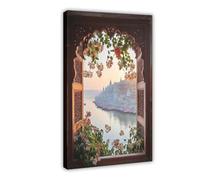 Varanasi, Uttar Pradesh Art Print, Ganges River And Jasmine Canvas Poster Wall Art Decor Print Picture Paintings for Living Room Bedroom Decoration 24x36inch(60x90cm)