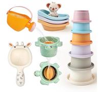 VARANO 13 PCS Baby & Toddler Bath Toys for Kids Ages 1-3 - BPA-Free Water & Pool Toys for Toddlers - Stacking Cups, Boats, Watering Can & More - Fun to Stack, Pour & Float