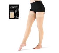 VARCOH Compression Socks for Women Thigh High Open Toe, 20-30 mmHg Footless Compression Socks Men Best for DVT, Maternity, Pregnancy, Varicose Veins, Relief Shin Splints, Edema (L,Beige)