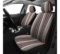 VarCozy Baja Saddle Blanket Seat Covers, Front Seat Covers for Sedan, SUV, Truck, Universal Stripe Colorful Woven Automotive Seat Cover, Breathable, Washable, Airbag Compatible