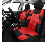 VarCozy Car Seat Covers Front Pair,Universal Cloth Front Seat Covers for Car,Breathable and Washable Seat Covers for SUV, Sedan, Van, Automotive Interior Covers, Airbag Compatible, Black&Red