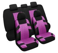 VarCozy Car Seat Covers Full Set Front Seats and Split Rear Seat Covers for Car, Universal Cloth, SUV, Sedan, Van, Car Interior Covers, Airbag Compatible, Black and Purple