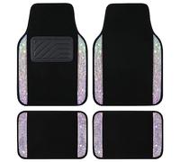 VarCozy Shining Rhinestones Floor Mats for Cars, Sparkly Glitter Crystal Car Floor Mats with Anti-Slip Heel Pad for Women,4pcs Bling Diamond Universal Automotive Floor Mats for SUV,Sedan,Multicolor