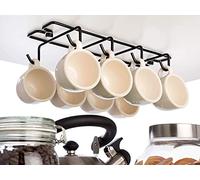 Vardesign Cup Hooks for Kitchen Cupboard Mug Hanger Under Shelf 8 Hooks Cup Holder Organiser for Storage Screw Fitting Under Cabinet (Black)