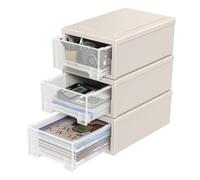 Vareone 6 Quart Plastic Stacking Chest Storage Drawer Unit, 3 Pack Desktop Storage Drawers