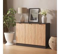 Welcome Furniture Ltd Bora 3 Door Sideboard in Gold Craft Oak & Graphite - Ready Assembled, Grey