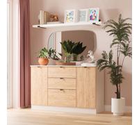 Welcome Furniture Ltd Bora 2 Door 3 Drawer Sideboard in Gold Craft Oak & Kashmir - Ready Assembled, Cream