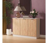 Welcome Furniture Ltd Bora 3 Door Sideboard in Gold Craft Oak & Kashmir - Ready Assembled, Cream