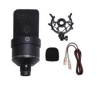 VARFBDAX 26mm Diaphragm Studio Condenser Microphone with Shock Mount, XLR Cable and Windscreen for Podcasting, Recording, Streaming, Singing and Voiceovers (Black)