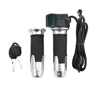 VARFBDAX 2PCS Electric Bicycle Throttle Handle with Green Digital Display, Speed Control Throttle Grip for E - Bike, Real - Time Voltage Indicator Compatible with 12V - 99V (Silver Grip)