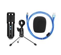 VARFBDAX Condenser Microphone with Tripod Stand, USB Desktop Microphone for PC, High Sensitivity Adjustable Angle Mic with Low - Noise Capacitors, Built - in Reverberation for Gaming Record (Black)