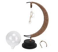 VARFBDAX LED Moon Ball Modeling Lamp, Wireless Moon Shaped Light, Bohemian Hemp Rope Hanging Night Light with Iron Art Frame, for Bedroom Living Room Bar Decor