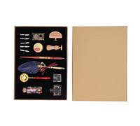 VARFBDAX Quill Pen and Ink Set, Calligraphy Pen with Sealing Wax Stamp Kit, Vintage Elegant Glossy Writing Set in Exquisite Colors for Letter Writing and Crafting (Dark Blue)