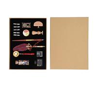 VARFBDAX Quill Pen and Ink Set, Calligraphy Pen with Sealing Wax Stamp Kit, Vintage Elegant Glossy Writing Set in Exquisite Colors for Letter Writing and Crafting (Wine Red)