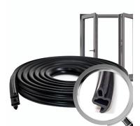 VARGORT Aluminium Window Draught Excluder for Door and Window S-1150 Black, Rubber Seal, 10m
