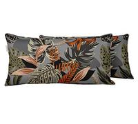 Vargottam Indoor/Outdoor Polyester Fabric Lumbar Pillow Cover, All-Weather Waterproof Rectangular Cushion Case for Patio Furniture, 16" x 24" Set of 2 - Tropical-64