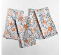 Vargottam Luxury Cotton Canvas Napkins - Set of 12, 20-Inch Orange Hue Elegant Coral & Seashell Print, Premium Thick Cloth Napkins for Dining & Special Occasions - Soft, Absorbent & Machine Washable