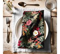 Vargottam Luxury Multicolor Cotton Canvas Napkins - Set of 12, 20-Inch Tropical Leaves Print, Premium Thick Cloth Napkins for Elegant Dining & Special Occasions - Soft, Absorbent & Machine Washable