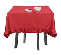 Vargottam Ruffle Tablecloth Rectangular Tabletop Covers Kitchen Dining Table Cloth Party Decoration Cotton Table Cover,Coral Red,54 x 72 Inches