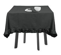 Vargottam Ruffle Tablecloth, Table Linens Rectangular Table Covers For Party Decor, Solid Dining Tabletop Covers Cotton Tablecloths,Gray,54 x 80 Inches