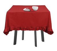 Vargottam Ruffle Tablecloth, Table Linens Rectangular Table Covers For Party Decor, Solid Dining Tabletop Covers Cotton Tablecloths,Red,54 x 72 Inches
