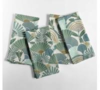 Vargottam Tropical Leaf & Fan Design Cotton Canvas Napkin - Set of 12, 20-Inch Elegant Green Cloth Napkin, Perfect for Harvest Dinner, Thanksgiving, Farmhouse - Machine Washable
