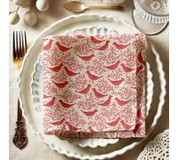Vargottam Vibrant Pink Bird & Branches Cotton Muslin Napkins - Set of 12, 20-Inch, Luxurious & Absorbent, Perfect for Festive Occasions, Outdoor Dining, and Home Decor - Machine Washable