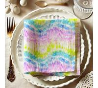 Vargottam Watercolor Tie-Dye Print Cotton Muslin Napkins - Set of 12, 20x20 Inches, Vibrant Multicolor, Ideal for Spring and Summer Gatherings, Parties, and Everyday Use - Machine Washable