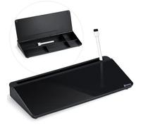 Varhomax Glass Desk Whiteboard with Storage, Desk Buddy to-do List Memo Desktop Dry Erase White Board Keyboard Stand Desk Organizers for Home Office and School Supplies (Black)