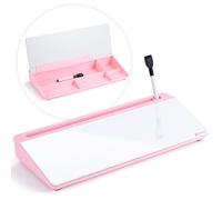 Varhomax Glass Desk Whiteboard with Storage, Desk Buddy to-do List Memo Desktop Dry Erase White Board Keyboard Stand for Home Office and School Supplies (Pink)